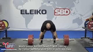 World Junior Record Deadlift with 388 kg by Temur Samkharadze GEO in 120+kg class