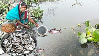 amazing catching fishvillage famous gaichi&pothiya fish curry recipe बनाए नये मछलीया गची और पोठियाँ