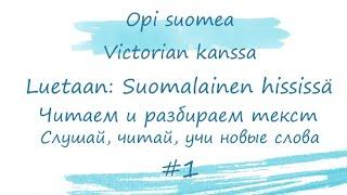 Читаем с переводом Suomalainen hississä. Финский язык. Suomen kieli. Финляндия.