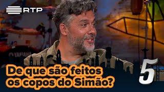 De que são feitos os copos que Simão parte em Pôr do Sol?  5 Para a Meia-Noite  RTP