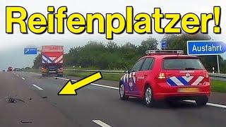 Reifenplatzer Unfall mit abgemeldetem Auto und Rechtsüberholen  Dashcam Deutschland #068 #germany