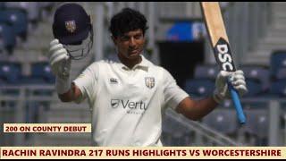 Rachin Ravindra 217 Runs Highlights for Durham vs Worcestershire in County Championship - 13-06-2022