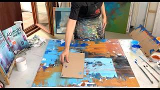 DIY Tool Home Abstract Painting for Beginners Acrylic Painting Technique Squeegee Big Canvas