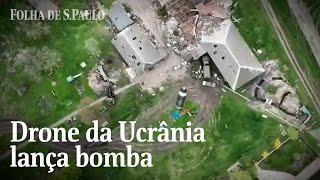 Vídeo mostra drone ucraniano lançando bomba sobre soldados russos  CENAS DA GUERRA