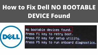 How to Fix Dell NO BOOTABLE DEVICE Found strike F1 retry boot F2 for setup  Dell Laptop