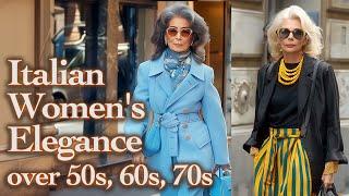 How to look Elegant over 50 60 70. Beauty and Style of Italian Mature Women. Milan Street Style