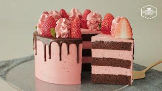 딸기 초콜릿 케이크 만들기  Strawberry Chocolate Cake  스위스머랭 버터크림  Swiss Meringue Buttercream  Cooking tree