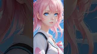 AI Generated Anime creation pink hair blue  eyes