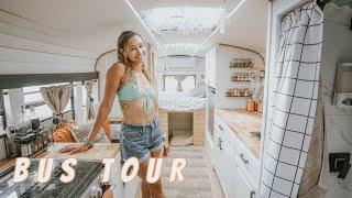 Teacher Builds 5 Window Skoolie Into Her Full Time Tiny Home Bus Tour