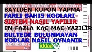 İddaa Bayi Kupon Kodlama Nasıl Yapılır. Sistem Kuponu ve Faklı Bahis Seçenekleri nasıl Oynanır.