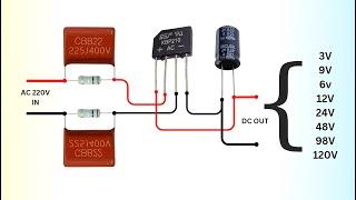 220 Volt to 36912244898120V DC LED driver Circuit without Transformer - Multi Output JLCPCB