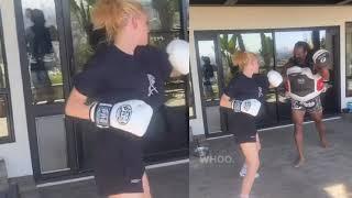 Kristen Stewart kickboxing for 40 seconds straight