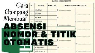 cara membuat nomor dan titik titik tanda tangan absensi di excel