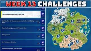 FORTNITE CHALLENGES WEEK 13 Arch Swinging Produce Boxes Gas Stations Metal & Bars Season Quests