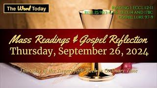 Todays Catholic Mass Readings & Gospel Reflection - Thursday September 26 2024