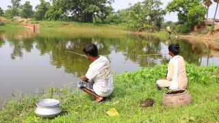 Fishing Video  Village boys and girls can catch a lot of fish in a short time  Village fishing