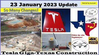 Entrance Upgrades & West Parking Lot Active 23 January 2023 Giga Texas Construction Update0755AM