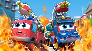 Fire in Car City Who did it ?  Fire Trucks Rescue Team  + more Fire Truck Cartoons  Super Truck