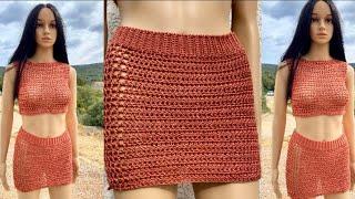 How To Crochet A Mini-Skirt With Mesh Sides  Simple Video Tutorial For Beginners