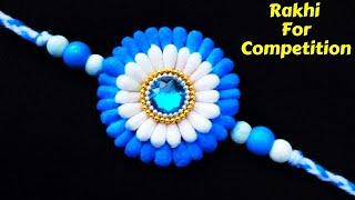 How to make Rakhi at home with cotton bud  Easy rakhi making for competition