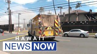 Firefighters extinguish 3-alarm blaze at former car dealership on Nimitz Highway