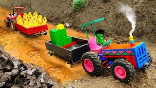 Diy tractor mini Bulldozer to making concrete road  Construction Vehicles Road Roller #39