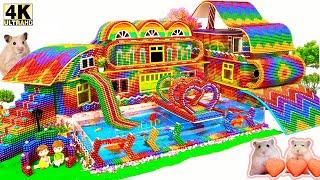 ASMR Linda casa para mascotas  Construye una casa de villa de amor con toboganes de agua y piscina