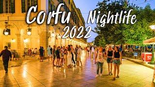 Corfu Greece nightlife of Corfu Kerkyra Its vibrant romantic and busy walking tour 4k