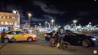 Night walk along Tverskaya street Moscow Russia  Walking streets 4K