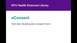 eConsent 2b Building the Consent Form