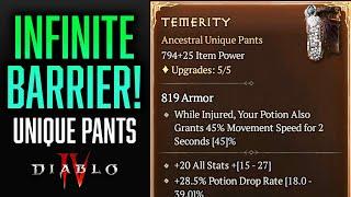 Diablo 4 TEMERITY Unique Pants - 100% Barrier Uptime