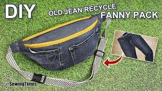 DIY Old Jeans Fanny Pack 슬링백 만들기  Recycle old jeans to sling bag sewingtimes