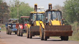 Kirloskar JCB 3dx Backhoe Loading Mud in Swaraj 744 4wd and Mahindra Arjun 605 Tractor