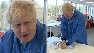 Boris Johnson sings happy birthday while washing his hands