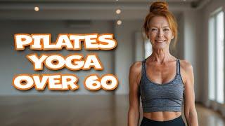 Natural Older Women Over 60 Doing Pilates Yoga in Leggings