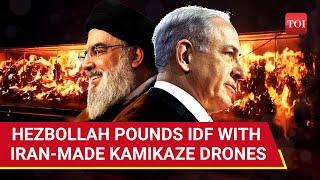 Hezbollah-fired Kamikaze Drones & Rockets Destroy IDF Bases Set Northern Israel Ablaze  Watch