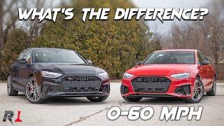 2022 Audi A4 vs S4  0-60 & Face-off A4 40 & 45