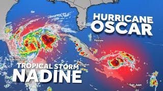 Hurricane Oscar strengthens in the Greater Antilles while Tropical Storm Nadine makes landfall i...