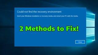 How to Fix Could Not Find The Recovery Environment Windows 11  Fix Cant reset Windows 10 8 & 7