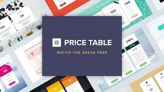 Elementor Price Table Sneak Peek New Pro feature