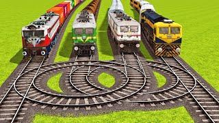IMPOSSIBLE TRAINS CIRCLE TRACK CROSSING ON BUMPY RAILROAD  Trains Railroad Crossing