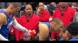 Russell Westbrook was having a moment with his kids at halftime