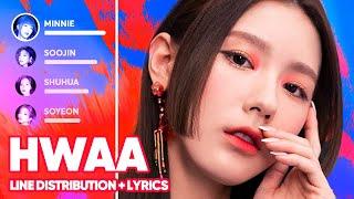 Updated GI-DLE - HWAA 화火花 Line Distribution + Lyrics Color Coded PATREON REQUESTED