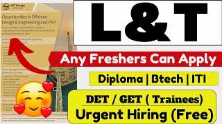 L&T Recruitment 2024  Freshers Jobs  Diploma Jobs  Btech Jobs Engineers Jobs  2024 Passout Jobs