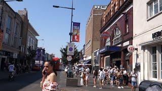 Walking on Camden Market High Street on the hottest ever day in London  40°C Heat hotter than India