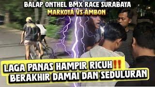 LAGA PANAS BERAKHIR SEDULURAN‼️MARKOYAAMBON BALAP SEPEDA ONTHEL SURABAYA BMX RACE