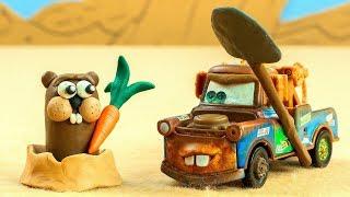 Mater Gardening Grabs a shovel to wack the sneaky Perpetrator Cars STOP MOTION Animation