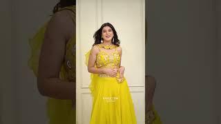 Bright Yellow Crop Top & Palazzo With Ruffle Dupatta