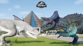 Ultimasaurus VS King Shark T-rex  Dinosaurs Battle - Jurassic World Evolution