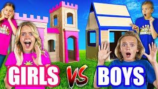 Girls VS Boys Race to Build the Biggest Box Fort with The Tannerites